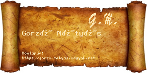 Gorzó Mátyás névjegykártya